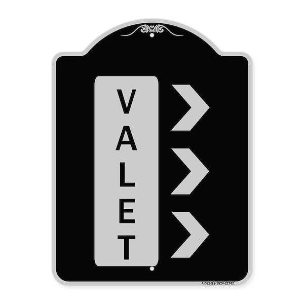 Valet Right Arrow Heavy-Gauge Aluminum Architectural Sign, 24" x 18", BS-1824-22742